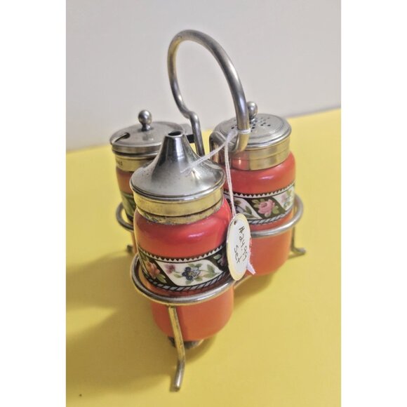 Newport Pottery Other - Art Deco Newport Pottery Cruet Set on silver plated EPNS stamped stand 1930's